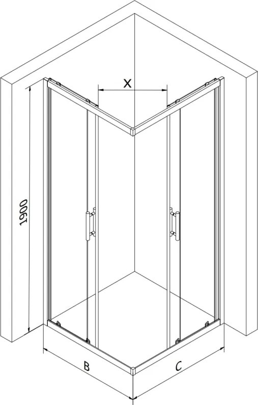 Mexen Rio cabina doccia quadrata 80 x 80 cm, trasparente, oro - 860-080-080-50-00