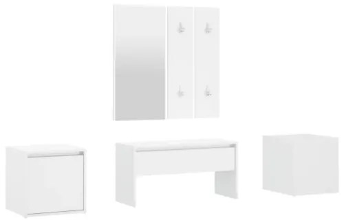 Set di Mobili da Corridoio Bianco Lucido in Legno Multistrato