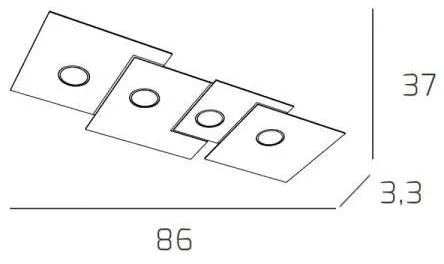 Plafoniera Moderna Rettangolare Plate Metallo Sabbia 4 Luci Gx53