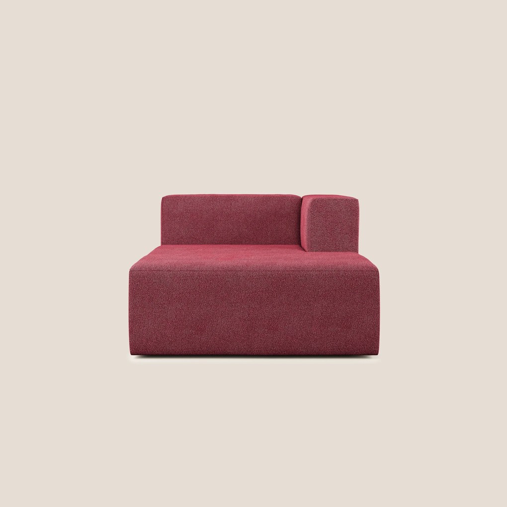 Nettuno modulo chaise longue in morbido tessuto bouclè T07 rosso
