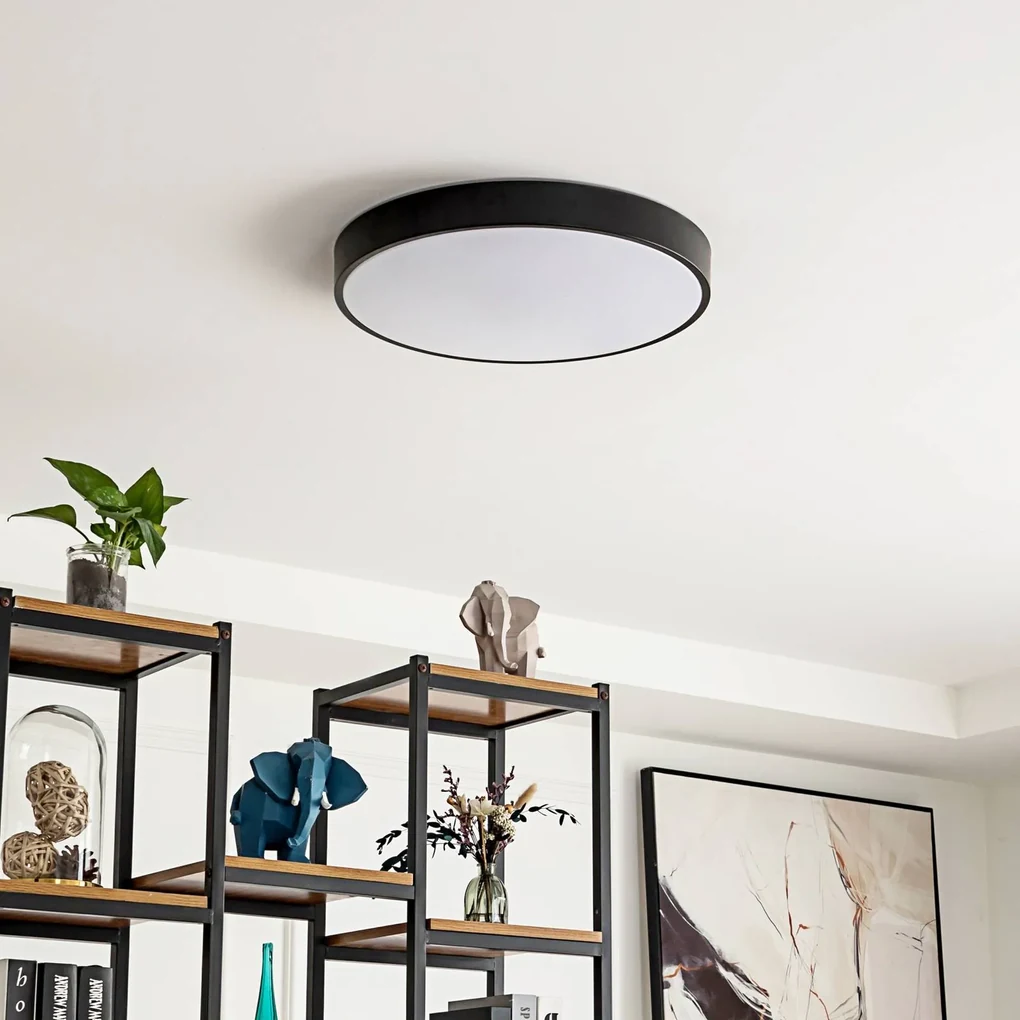 Lindby Smart plafoniera LED Innes nera 48 cm RGB CCT Tuya