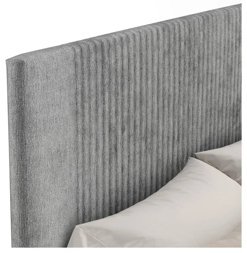 Letto matrimoniale imbottito grigio con contenitore con rete inclusa 180x200 cm Etero – Maison de Rêve