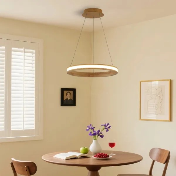 Brilagi - Lampada a sospensione su cavo UMEA WOOD LED/30W/230V diam. 40 cm in legno