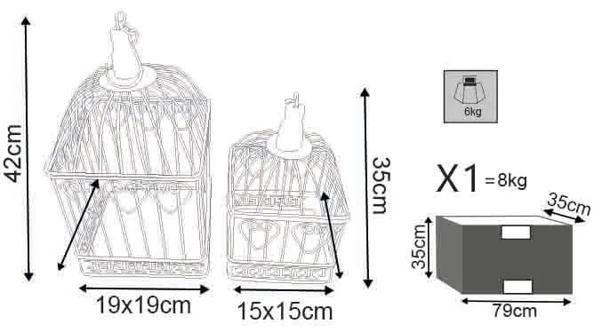 SAMUEL - set di 2 gabbie rettangolari stile provenzale in ferro verniciato