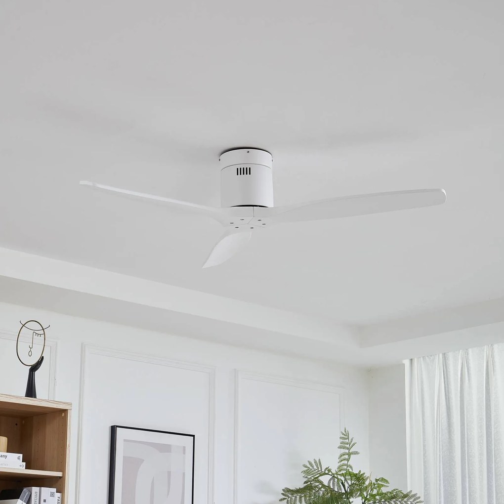 Lucande ventilatore da soffitto Vindur, bianco, DC, silenzioso, Ø 132 cm Vindur, Bianco / Opale, Camera da letto, Metallo, Moderno