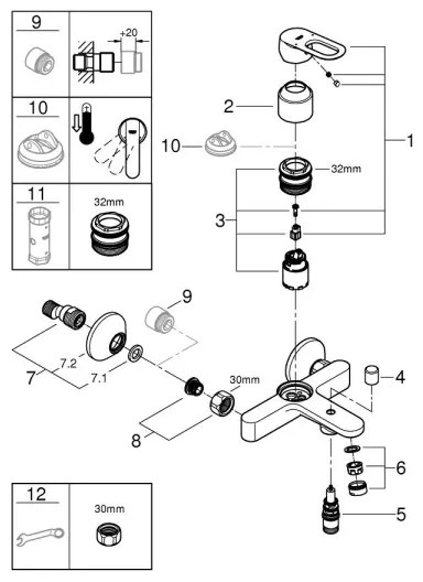 GROHE 23603000 - Miscelatore per vasca BAULOOP DN 15, finitura cromata lucida