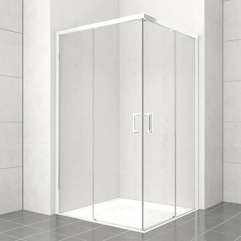 Lato per box doccia angolare scorrevole dritto H 200 x L 70 cm, sp 6 mm bianco vetro senza finitura / trasparente