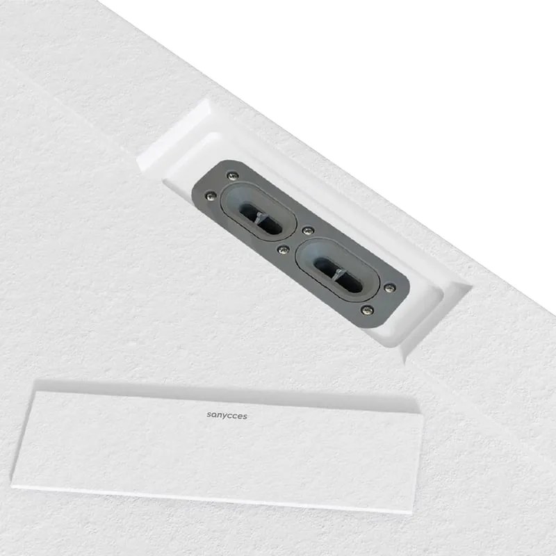 Piatto doccia SANYCCES in resina Siena bianco L 70 x L 140 cm opaco effetto pietra