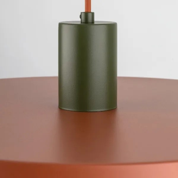 Lampadario a sospensione con filo SILA 1xE27/15W/230V diametro 40 cm color mattone/verde