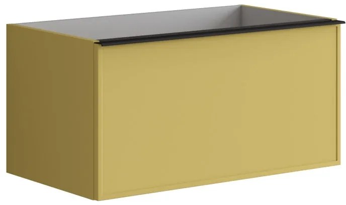 Mobile da bagno sospeso sotto lavabo L 80 x H 40 x P 45.5 cm giallo laccato opaco, 1 cassetto Pixel frame