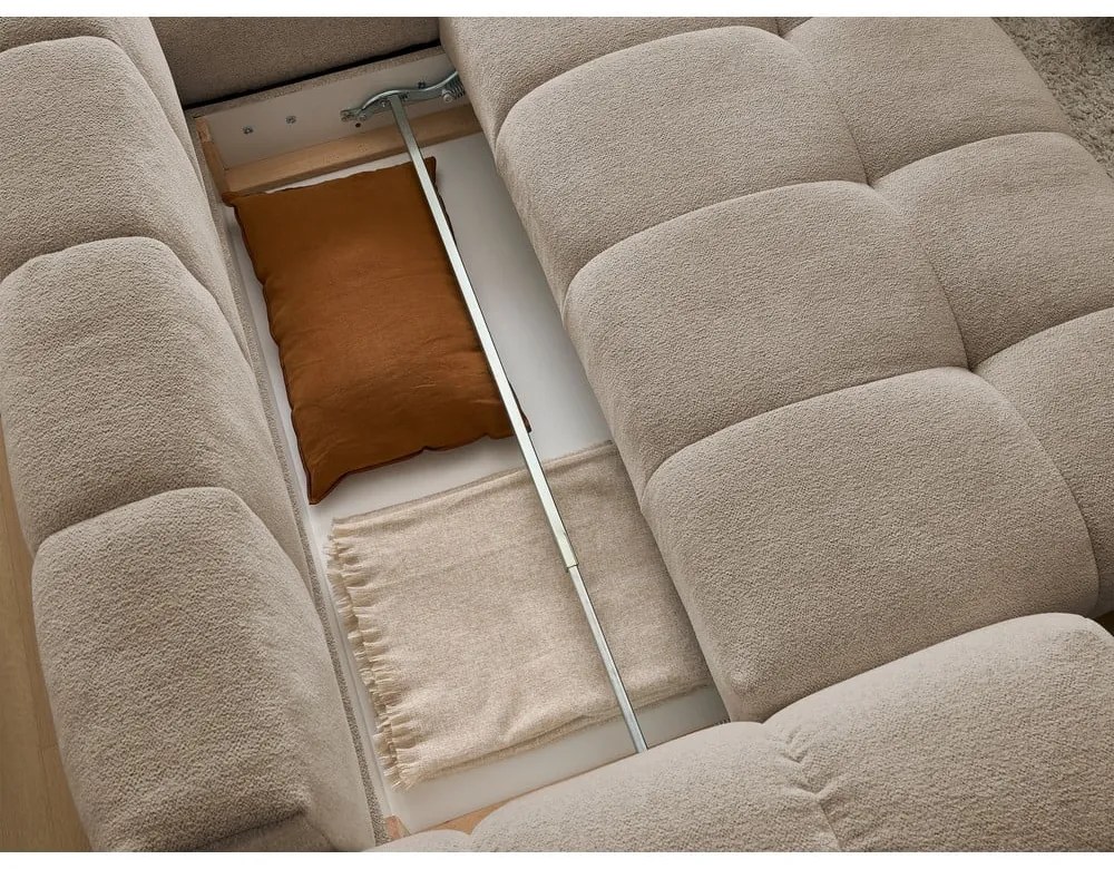 Divano angolare grigio tortora allungabile e con contenitore (penisola a destra/a L) con rivestimento in ciniglia Everest – Bobochic Paris