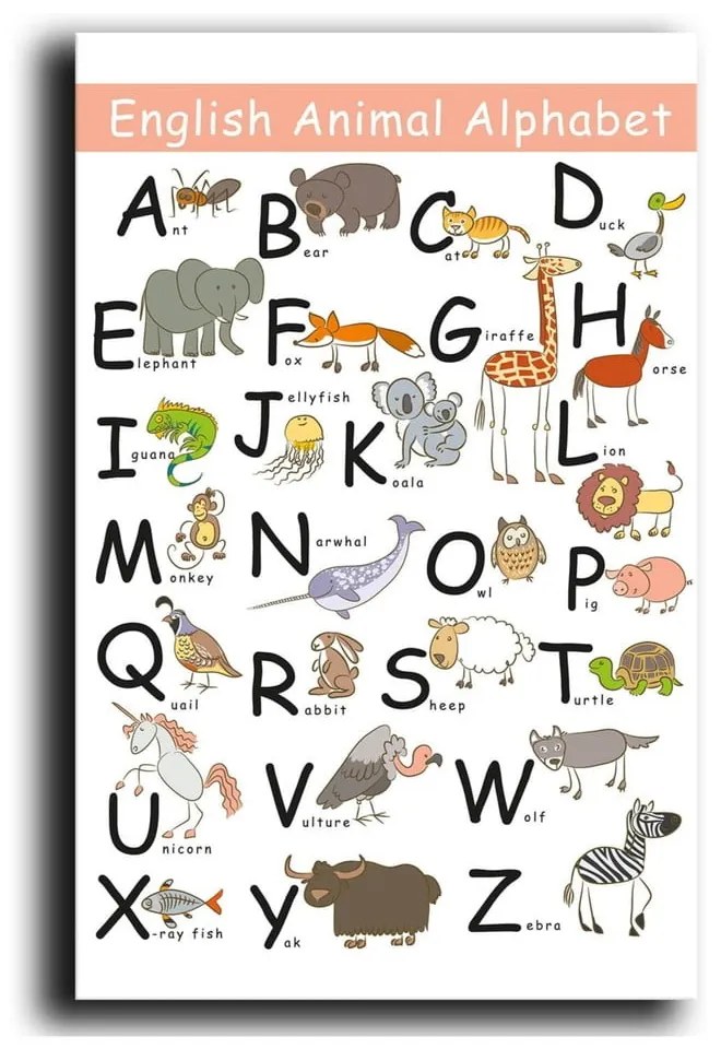 Quadro per bambini 45x70 cm Alphabet - Wallity