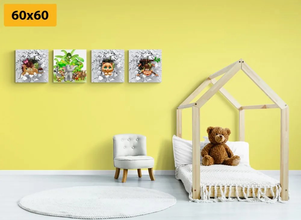 Set di quadri – Giungla piena di animali