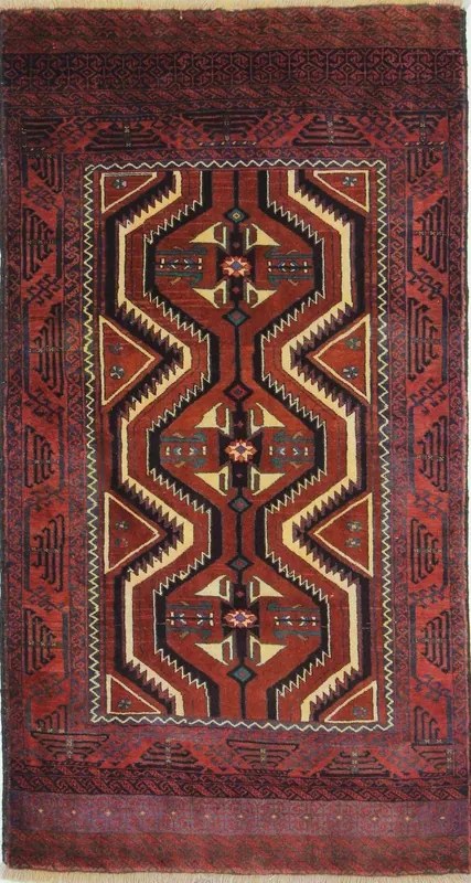 Beluch Tappeto persiano 110x200 Rosso (Iran) Annodato A Mano