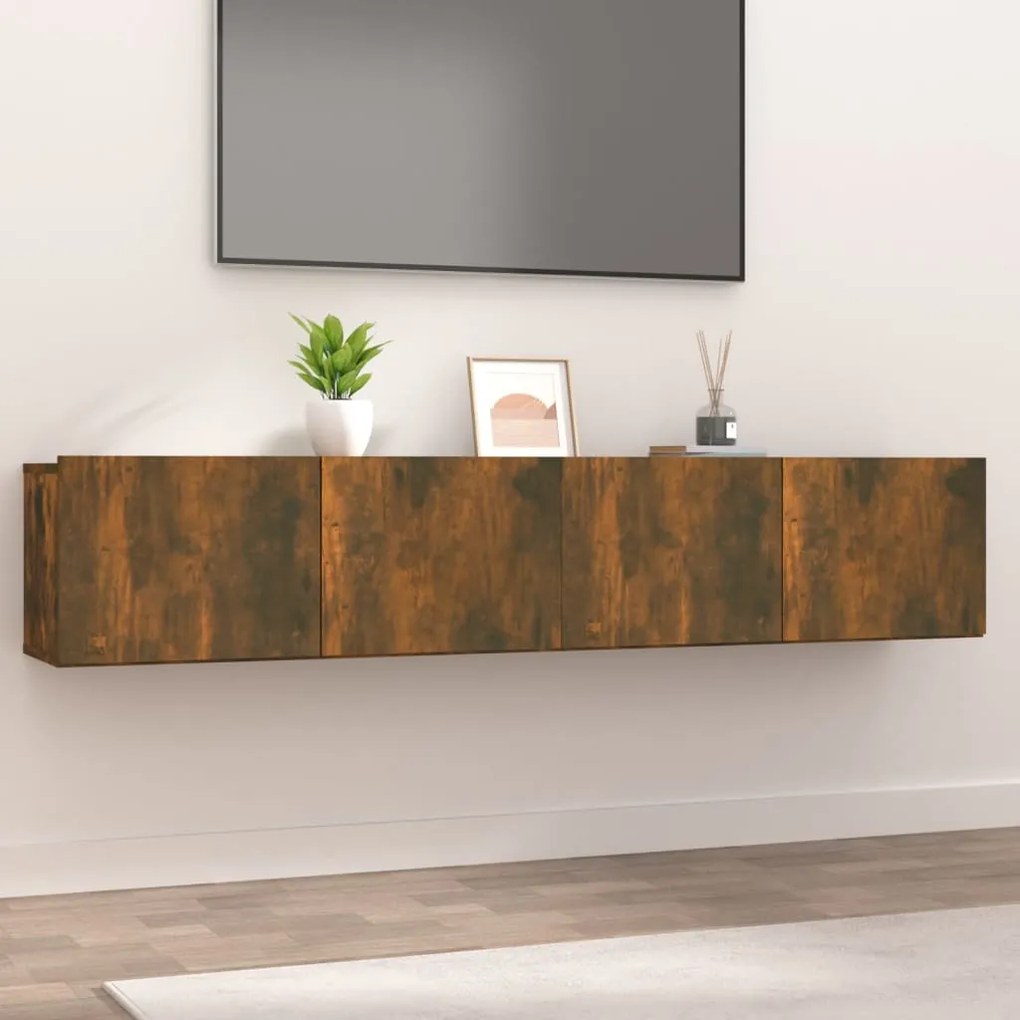 Mobili Tv 2 Pz Rovere Fumo 80x30x30 Cm Legno Multistrato /