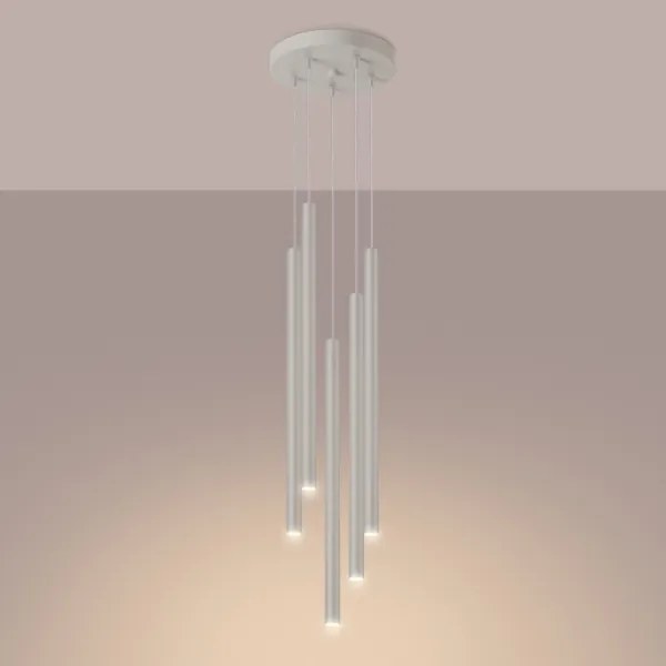 Sollux SL.1516 - Lampadario a sospensione con filo PASTELO 5xG9/8W/230V color crema