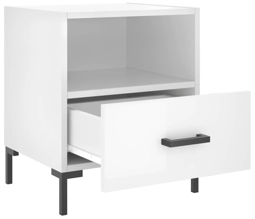 Comodini 2 pz Bianco Lucido 40x35x47,5 cm in Legno Multistrato