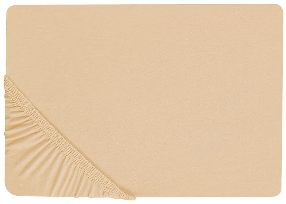 Lenzuolo con angoli cotone beige sabbia 180 x 200 cm JANBU Beliani