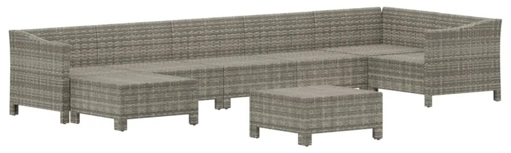 Set divani da giardino 8 pz con cuscini in polyrattan grigio