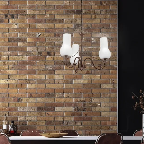 Brilagi - LED Lampadario a sospensione con catena COTTAGE 3xE14/40W/230V marrone/bianco