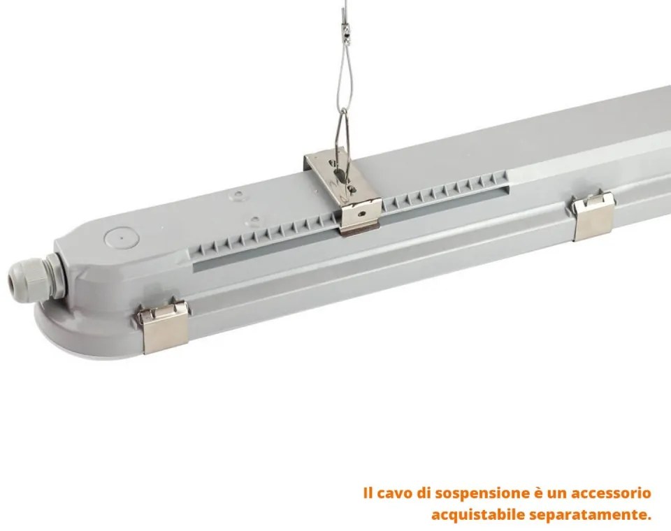 Plafoniera LED 150cm 55W IP66, CCT con Kit di Emergenza Integrato Colore Bianco Variabile CCT