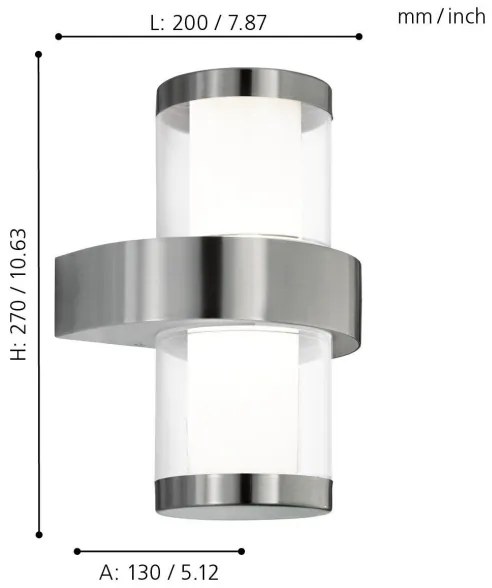 Eglo 94799 - Applique da esterno BEVERLY 1 2xLED/3,7W/230V IP44