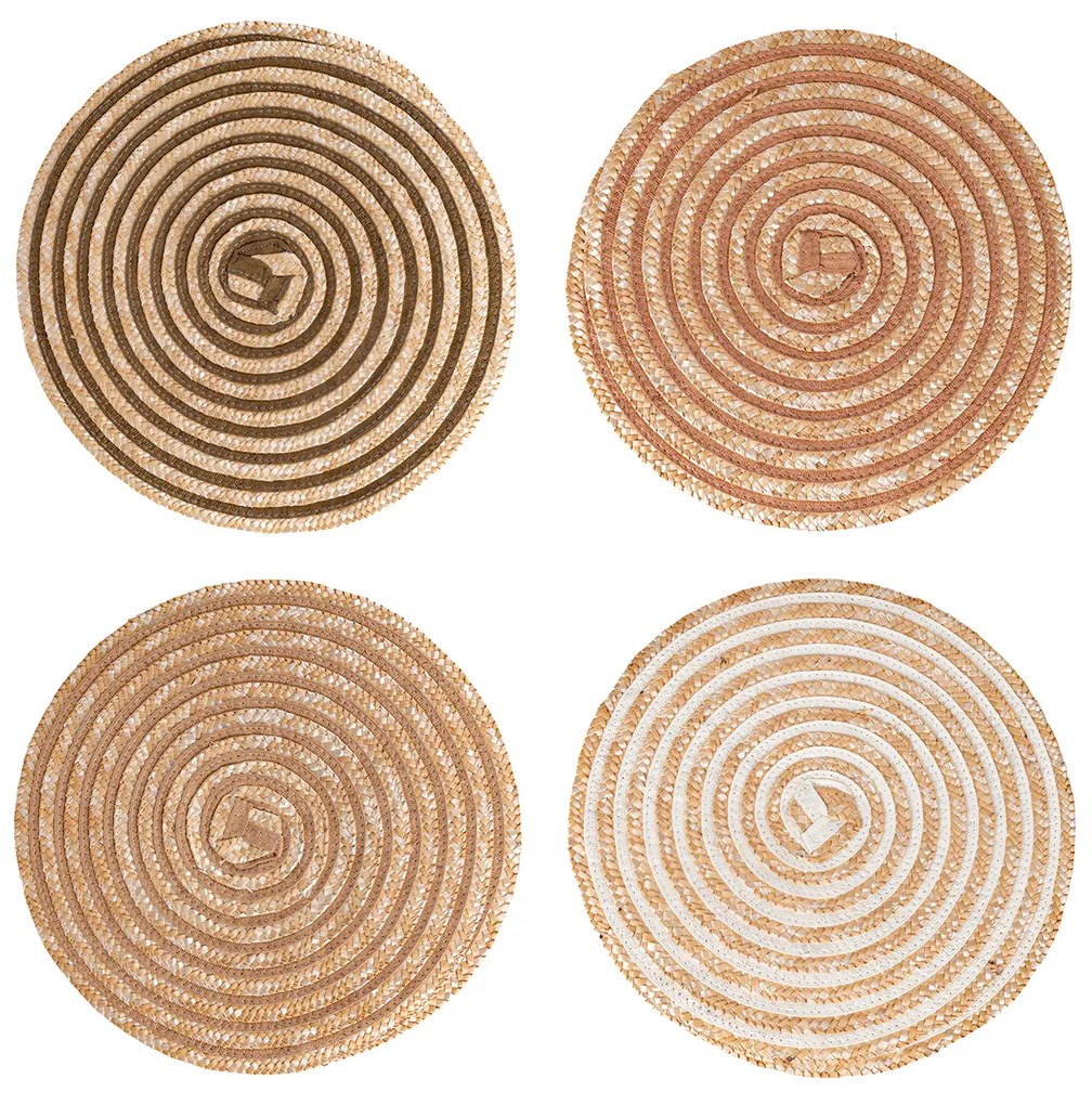 Tovaglietta rotonda spirale in carta e paglia chocolate 39 cm