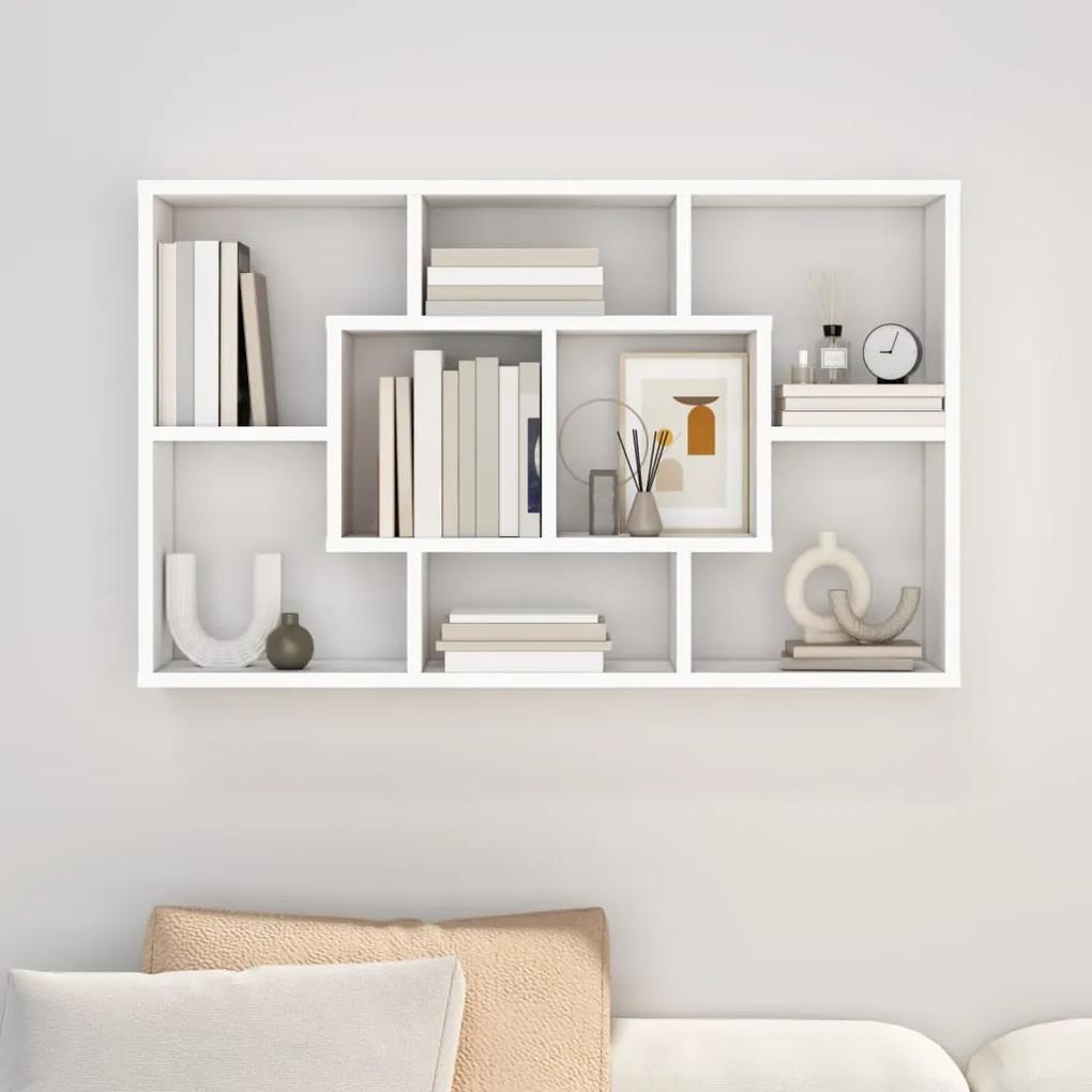 Mensola a muro bianco lucido 85x16x52,5 cm in legno multistrato