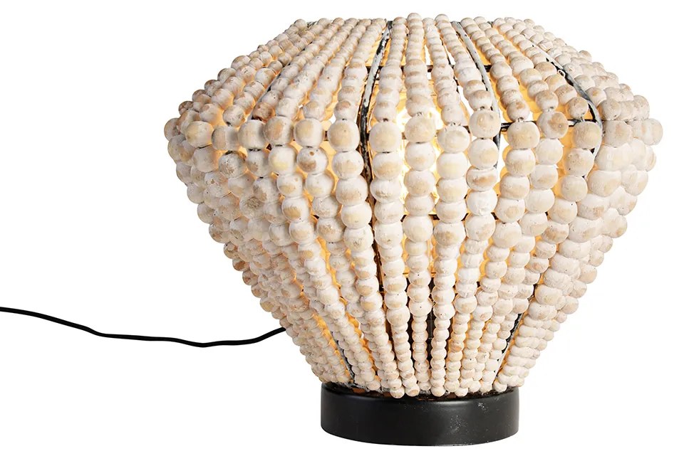 Lampada da tavolo orientale beige con perline - Moti