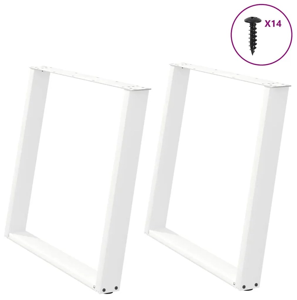 Gambe Tavolo Pranzo A U 2 Pz Bianco 90x(72-73)cm Acciaio /