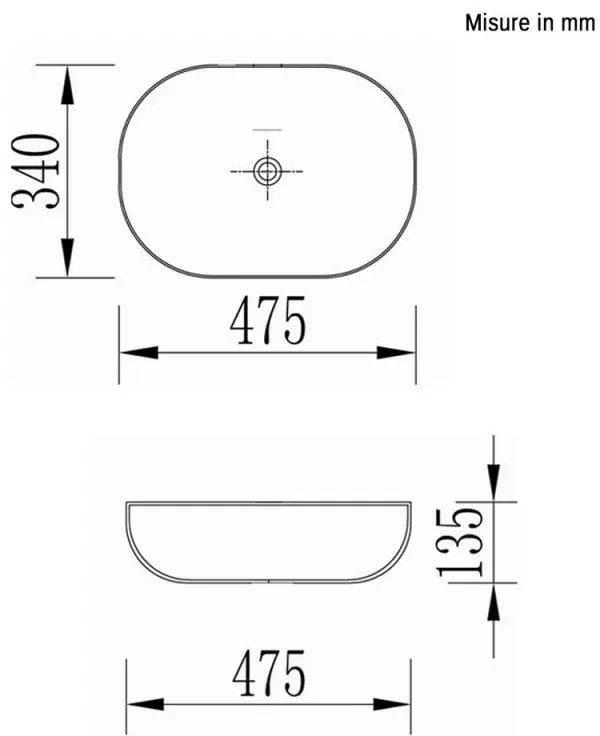 Ciotola da appoggio in ceramica ovale 47,5x34 cm bianco lucido