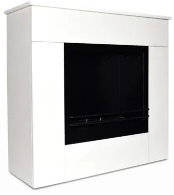 Camino a bioetanolo da terra in legno bianco Made in Italy Michelangelo 96x36x90h