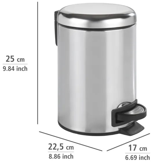 WENKO 22444100 - Cestino LEMAN 17x25 cm acciaio inox/argento/nero