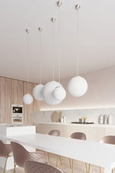 Sollux SL.0264 - Lampadario a sospensione su cavo UGO 1xE27/15W/230V Ø 30 cm bianco/cromo lucido