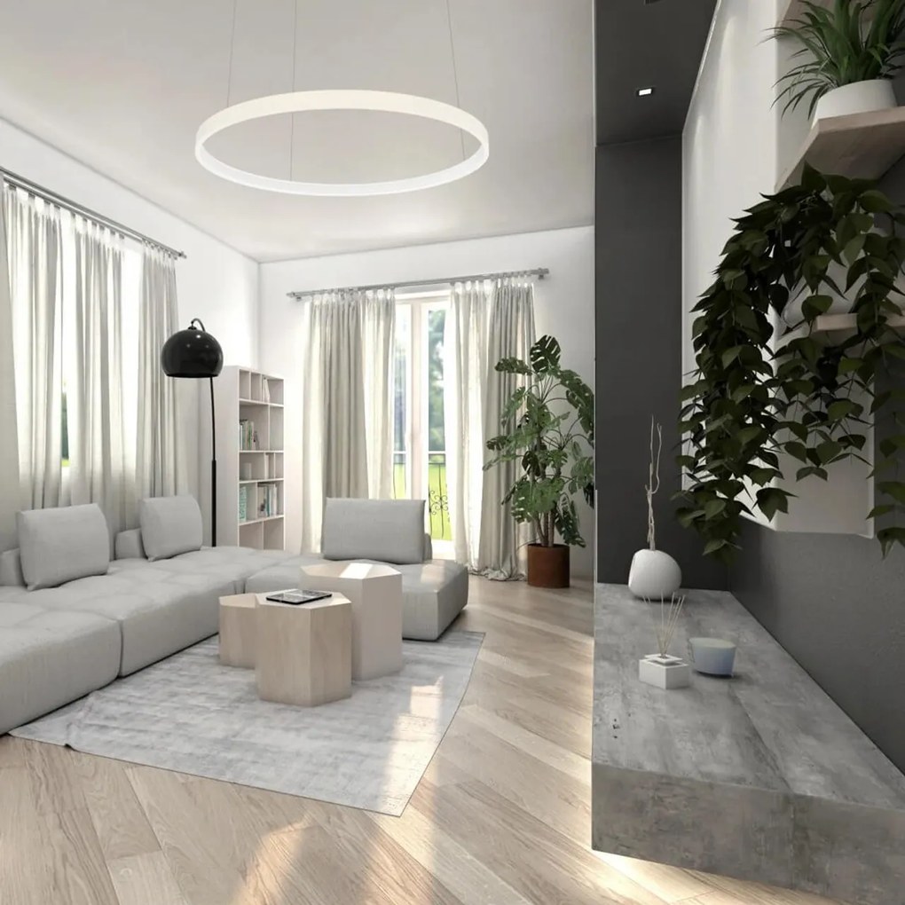 Lampadario Circolare a Sospensione Ø120cm - Bianco