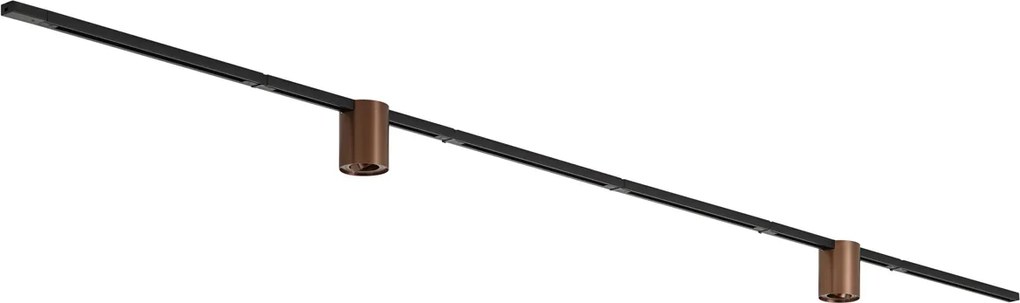 Sistema di illuminazione a binario moderno nero con 2 faretti bronzo scuro 1 fase - Iconic Rondoo Up