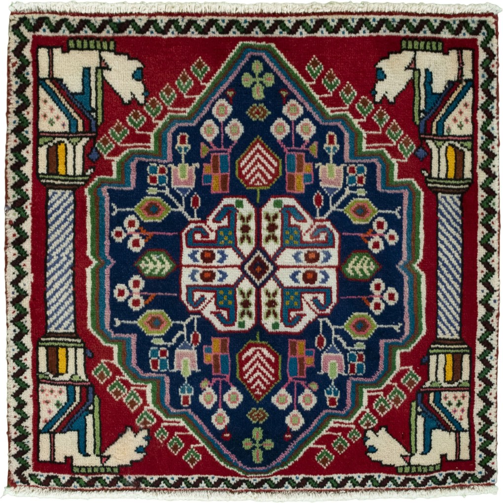 Shiraz Tappeto 60 x 60 Blu (Iran) Annodato A Mano