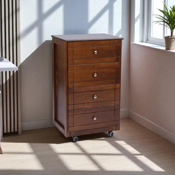 Carrello da cucina Cassettiera con piano in legno Giada NOCE