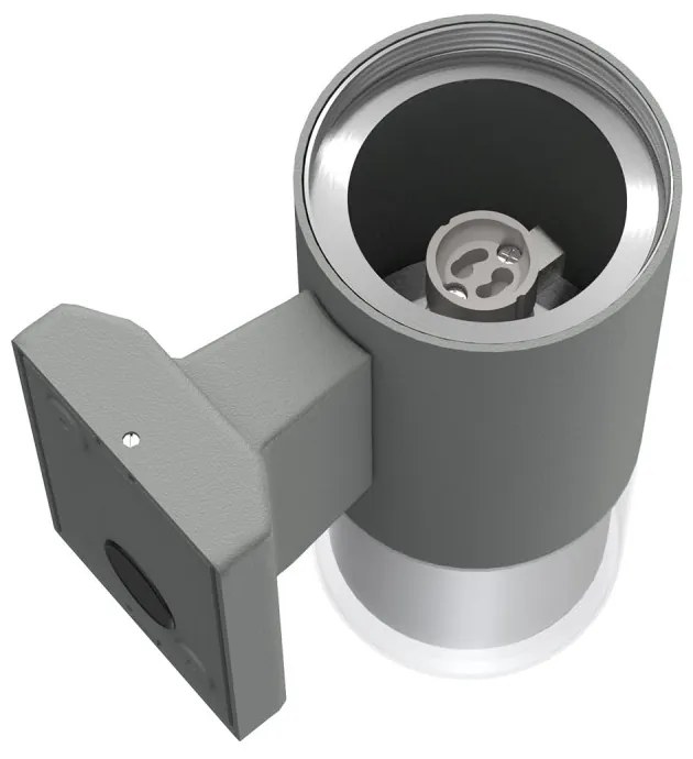 Applique Cilindrica Bidirezionale Grigia, IP54 con 2 basi GU10 Base GU10