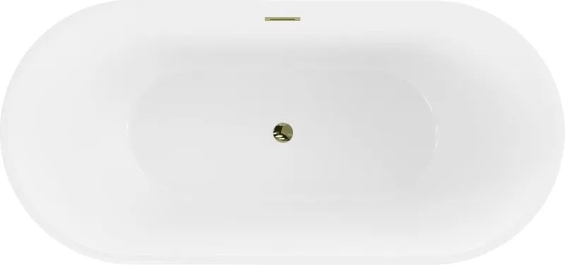 Mexen Luna vasca da bagno indipendente 140 x 75 cm, bianca, troppopieno dorato - 52031407500-50