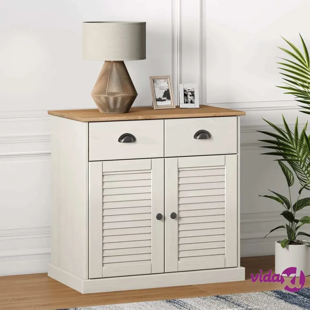 vidaXL Credenza Cassetti VIGO Bianco 78x40x75 cm Legno Massello