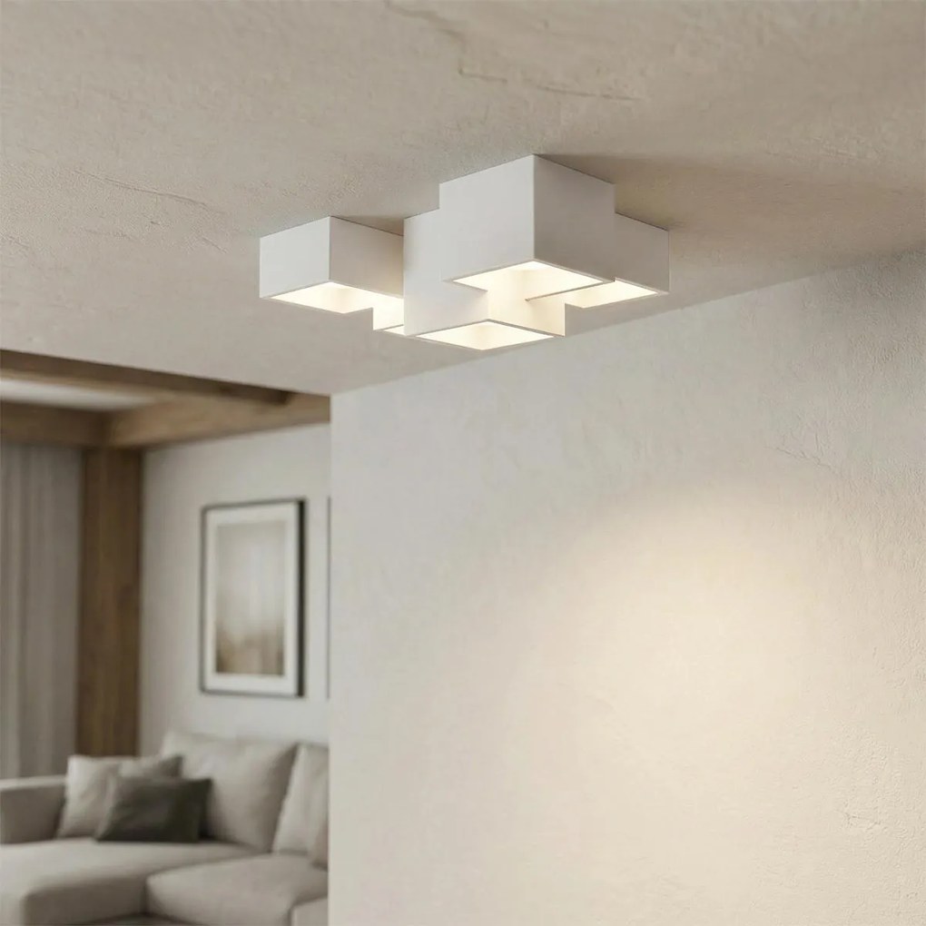 Applique da Soffitto in Gesso Pitturabile 5xGX53 - Serie ESSENZA