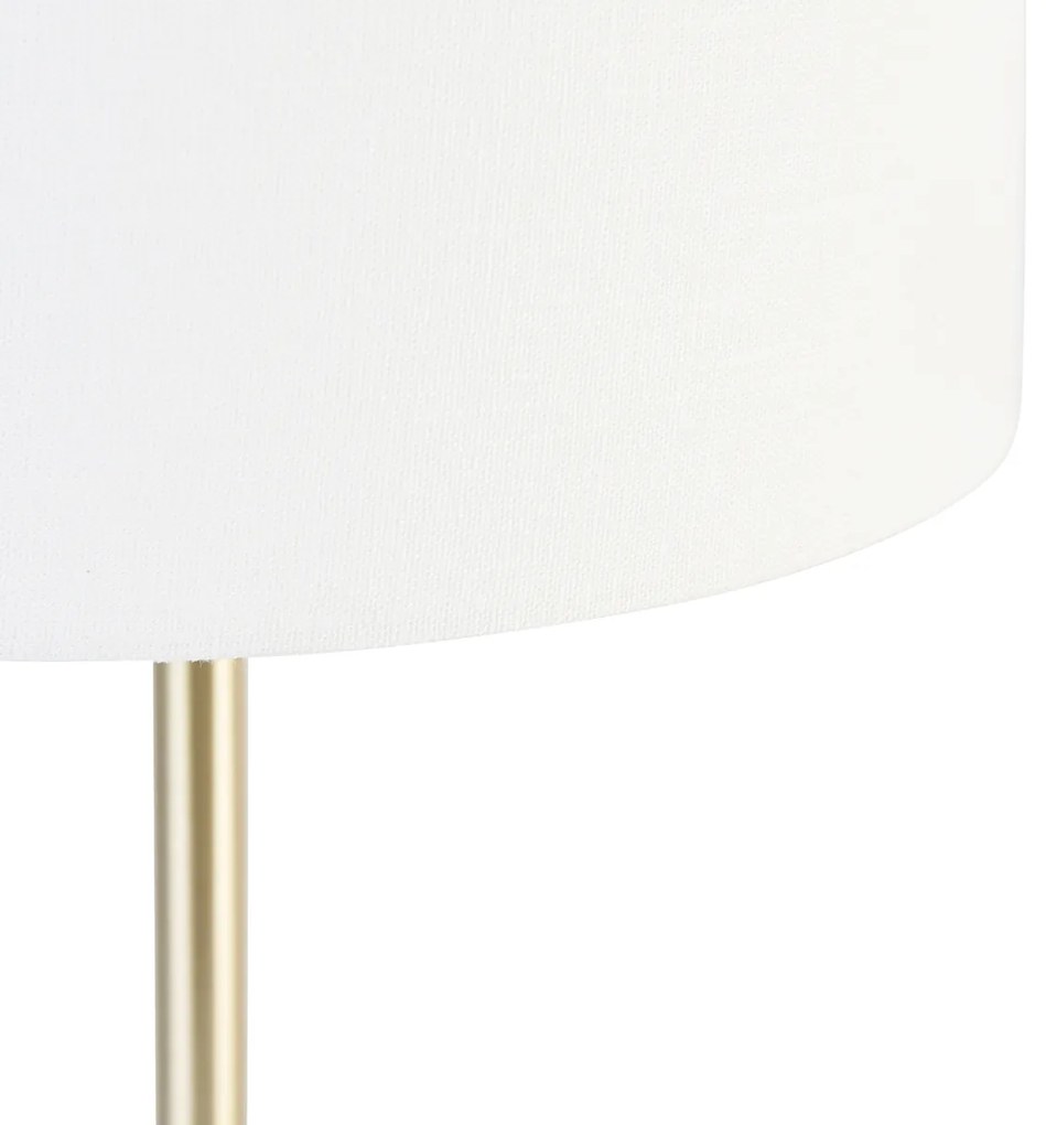 Lampada da tavolo classica in ottone con paralume bianco 35 cm - Simplo