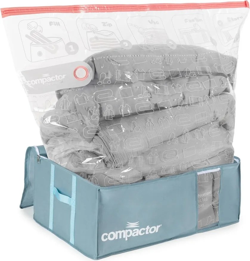 Set di organizer per vestiti sottovuoto in plastica 3 pz 65x45x27 cm Blue Edition - Compactor