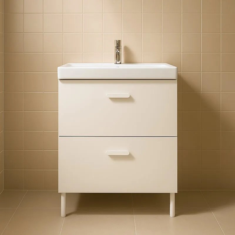 Mobile da bagno sotto lavabo SENSEA Easy bianco laminato opaco L 70 x H 80 x P 40 cm 2 cassetti, lavabo non incluso