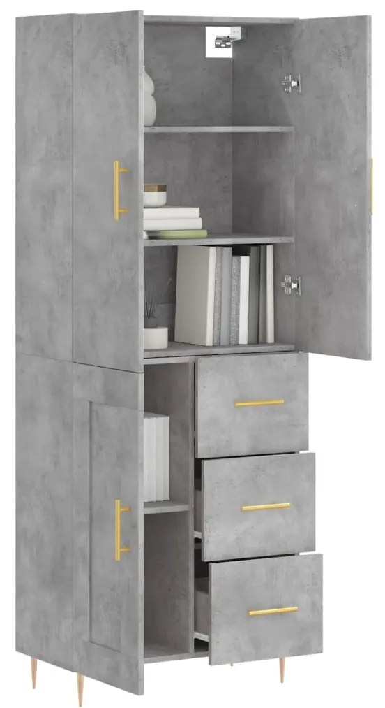 Credenza grigio cemento 69,5x34x180 cm in legno multistrato