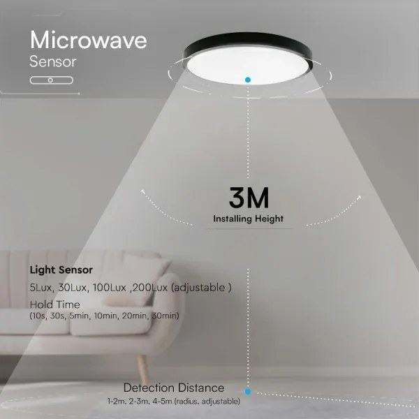 Plafoniera LED da bagno con sensore LED/18W/230V 4000K IP44 nero