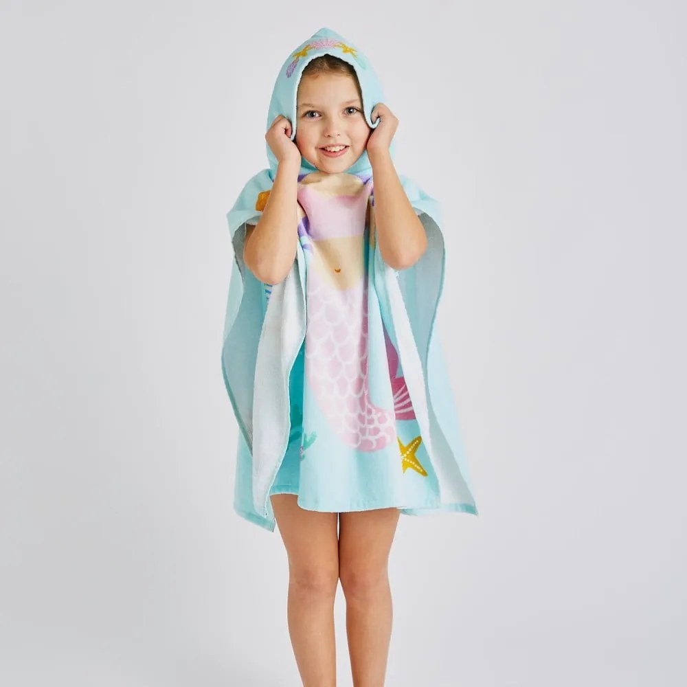 Poncho per neonato in cotone azzurro Mermaid - Catherine Lansfield