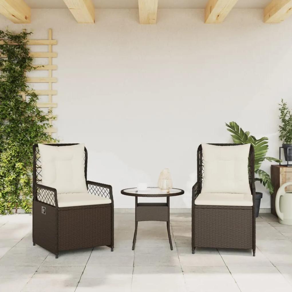 Sedie da giardino reclinabili 2 pz marrone in polyrattan