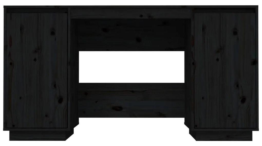 Scrivania nera 140x50x75 cm in legno massello di pino